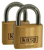 Kasp K12525D2 Premium Brass Padlock 25mm Twin Pack