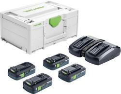 Festool 577105 SYS 18v 4x4,0 Batteries & Charger TCL 6 Duo Energy Set