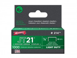 Arrow Staples for JT21 T27  Box 1000 10mm 3/8in
