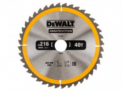 Dewalt Construction Circular Saw Blade 216 x 30mm x 40T