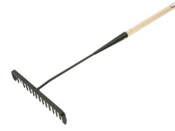 Faithfull 16 Round Teeth Tarmac Rake - Wooden Handled