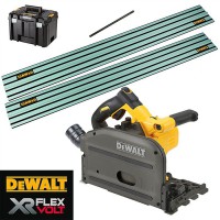 Dewalt DCS520T2 54v Cordless Plunge Saw With 2 x 54v Batteries, 2 Rails, Joining Bar and Rail Bag