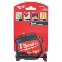 Milwaukee 4932471818 8m/26ft Premium Wide Blade Tape Measure - Metric And Imperial
