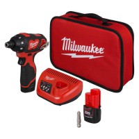 Milwaukee M12 SET1D-152B 12V Sub Compact Single Speed Screwdriver With 2 X 1.5ah Batteries