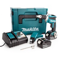 Makita DFS452FJX2 18V Brushless Drywall Screwdriver And Autofeed Attachment in Makpac Case With 2 x 3.0Ah Batteries