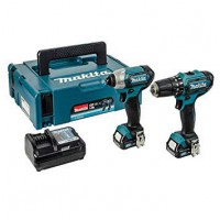 Makita CLX228AJ 10.8v/12v MAX CXT Slide Combi Drill / Impact Driver Twin Kit With 2 x 2.0Ah Batteries