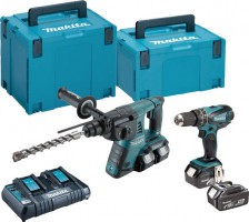 Makita DLX2069PMJ 18v LXT Combi Drill & Rotary Hammer SDS+ Twin Kit With 4 x 4.0ah Batteries & Twin Port Charger