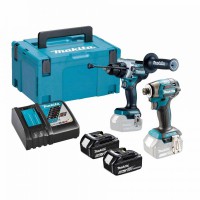 Makita DLX2516TJ 18V LXT Brushless Twin Kit DHP486 Combi Drill and DTD173 Impact Driver with 2x 5.0Ah Batteries