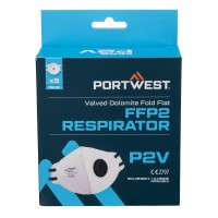 Portwest P210 - FFP2 Valved Dolomite Fold Flat Respirator - Pack Of 3