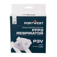 Portwest P310 - FFP3 Valved Dolomite Fold Flat Respirator - Pack Of 3