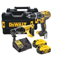 Dewalt DCK2071P2T 18V XR SDS+ Plus Hammer Drill & Combi Drill Twin Kit With 2 X 5.0ah Batteries