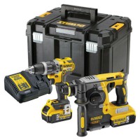 Dewalt DCK207P2T 18v XR Combi Drill & SDS+ Plus Rotary Hammer Drill Twin Kit With 2 X 5.0ah Batteries