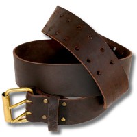 DWG Dark Brown Oil Tan Leather Double-Buckle Work Tool Belt