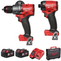 Milwaukee M18 FPP2A3-502X Gen 4 18v Combi Drill & Impact Driver Powerpack Kit With 2 x 5.0Ah Batteries