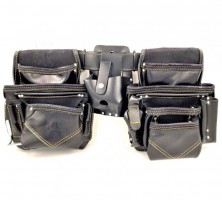 PTI Premium Black Leather Adjustable Double Carpenter Tool Belt