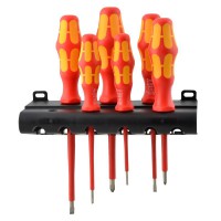 Wera 6 Pc VDE Soft Grip Kraftform Plus Screwdriver Set + 2 Free Screw Grippers